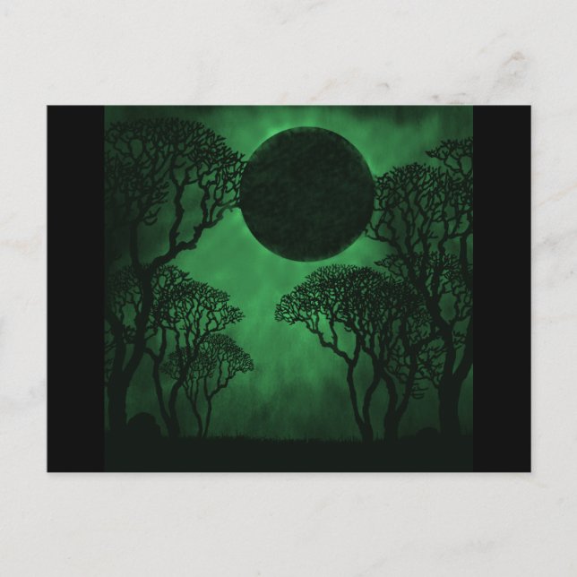 Carte postale Eclipse Forêt Sombre, Vert (Devant)