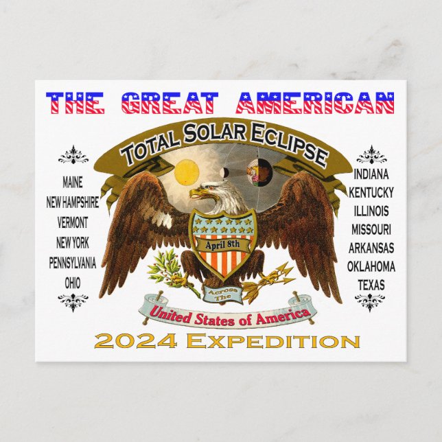 Carte postale Éclipse solaire 2024 (Devant)