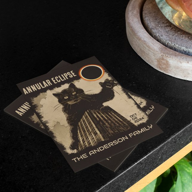 Carte Postale Éclipse solaire annulaire drôle Grand Chat 2 octob (Créateur téléchargé)