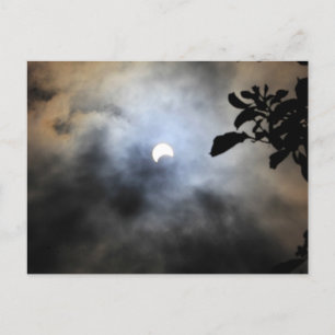 Carte Postale Éclipse solaire partielle vue derrière une feuille