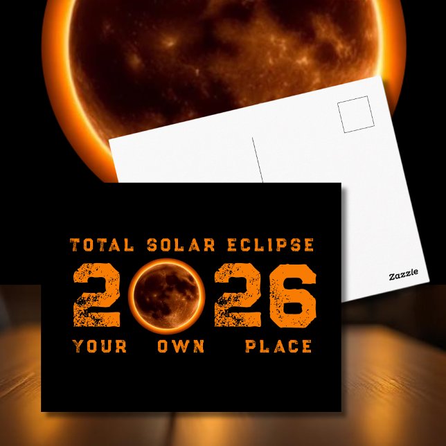 Carte Postale Éclipse solaire totale 12 août 2026 (Total Solar Eclipse August 12 2026 Postcard )