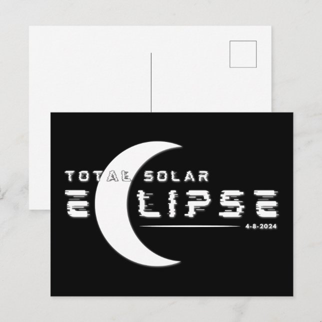 CARTE POSTALE ÉCLIPSE SOLAIRE TOTALE 2024 (Devant / Derrière)