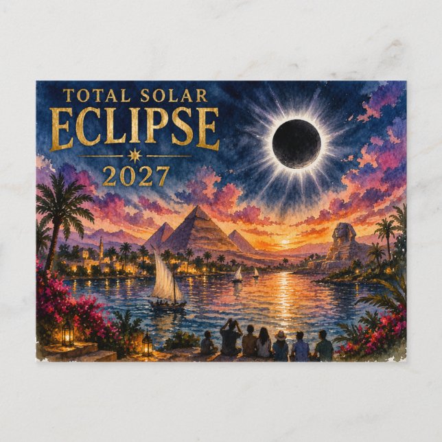 Carte Postale Éclipse solaire totale 2027 Égypte (Devant)