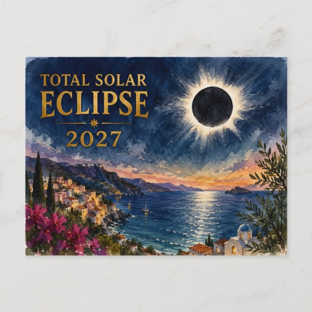 Carte Postale Éclipse solaire totale 2027 Méditerranée  (Devant)