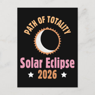 Carte Postale Éclipse solaire totale de 2026 zone de totalité