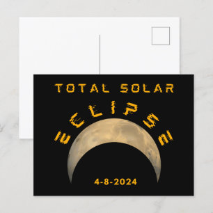 CARTE POSTALE ÉCLIPSE SOLAIRE TOTALE LUNE SOLEIL TERRE