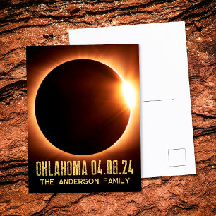 Carte Postale Éclipse solaire totale Oklahoma 2024 Personnalisée