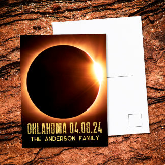 Carte Postale Éclipse solaire totale Oklahoma 2024 Personnalisée