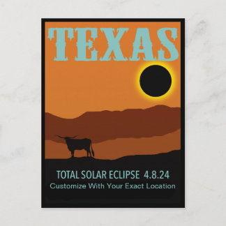 Carte Postale Eclipse Texas PERSONNALISABLE