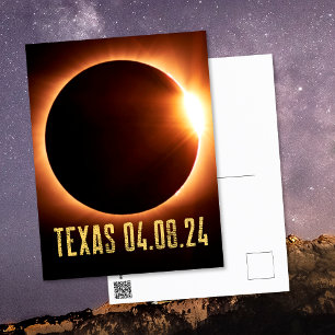 Carte Postale Éclipse totale Texas 2024 Éclipse solaire de total