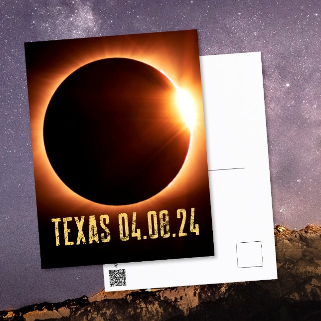 Carte Postale Éclipse totale Texas 2024 Éclipse solaire de total (Front/Back)