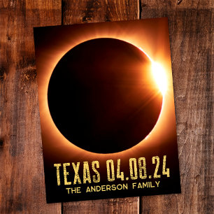 Carte Postale Éclipse totale Texas 2024 Personnalisé