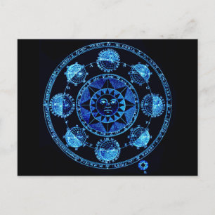 Carte Postale Éclipses Soleil Zodiac bleu clair modifié