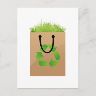 Carte Postale éco brun sac shopping herbe recycle.png