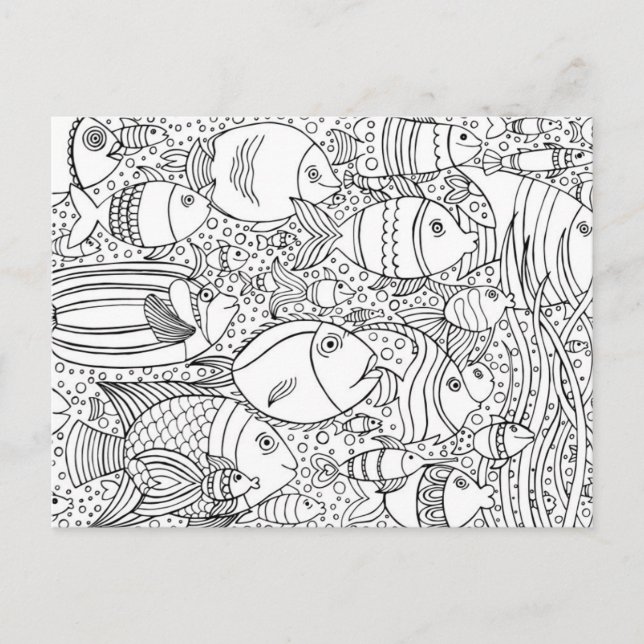 Carte Postale École De Poisson Inspiré (Devant)