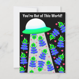 Carte Postale École Valentine avec aliens par Jo Images
