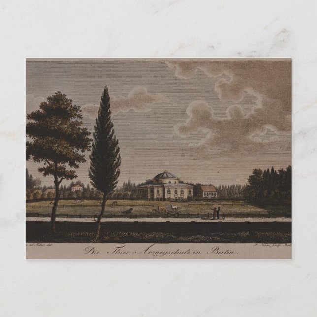 Carte Postale École vétérinaire, Berlin, 1795 (Devant)