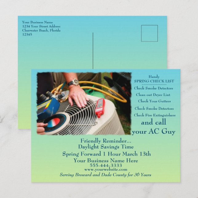 Carte Postale Économies de lumière d'été HVAC (Devant / Derrière)