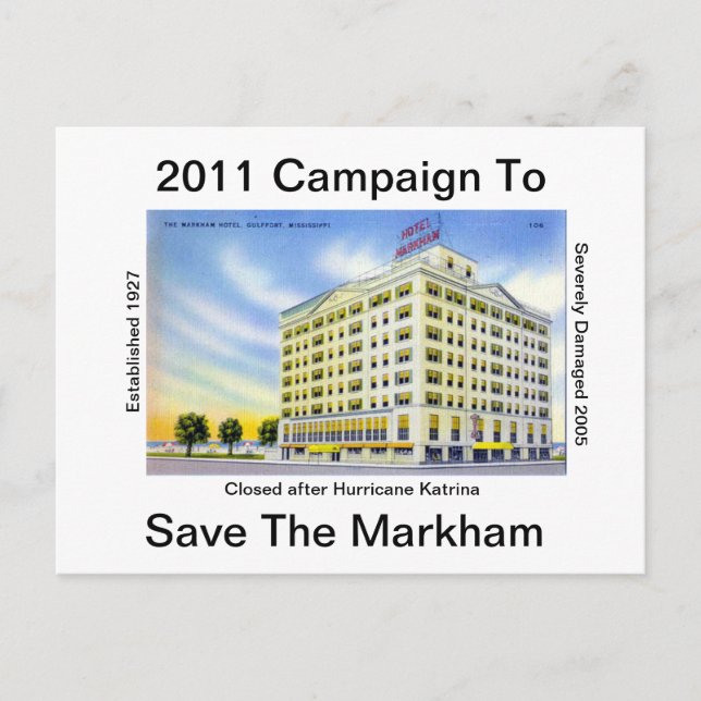 Carte Postale Économiser L'Hôtel Historic Markham (Devant)