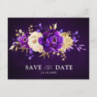 Économisez la date de la florale violette or royal
