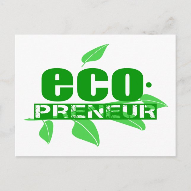 Carte Postale Ecopreneur Avec Feuilles, Branche Et Hyphène Dot (Devant)