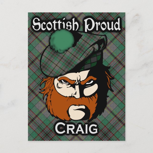 Carte postale écossaise Clan Craig Tartan (Devant)