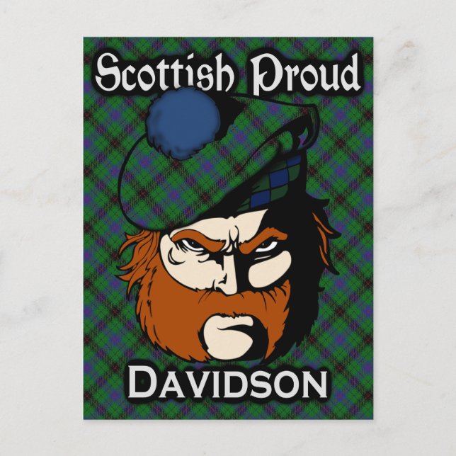 Carte postale écossaise Clan Davidson Tartan (Devant)