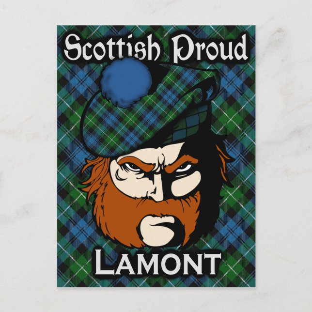 Carte postale écossaise Clan Lamont Tartan (Devant)
