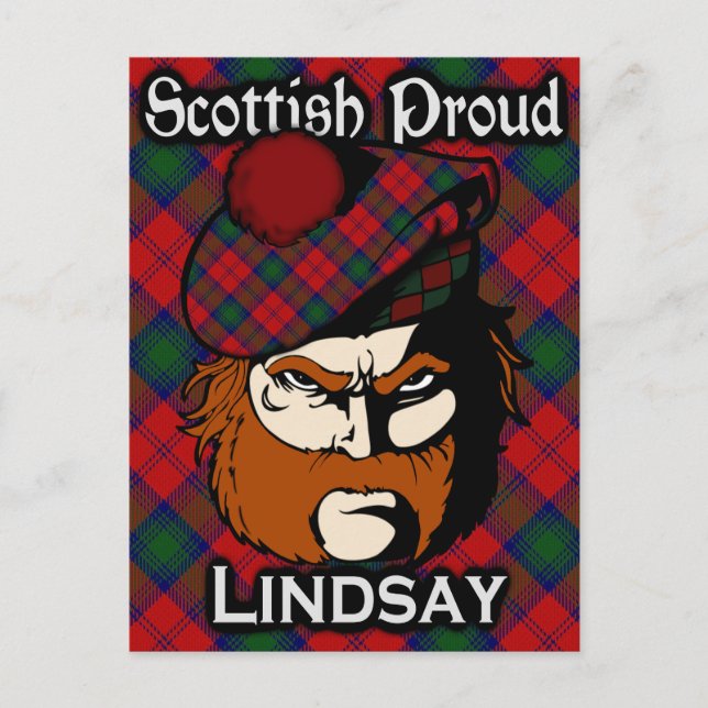 Carte postale écossaise Clan Lindsay Tartan (Devant)