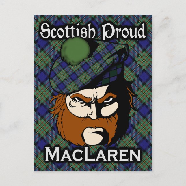 Carte postale écossaise Clan MacLaren Tartan (Devant)