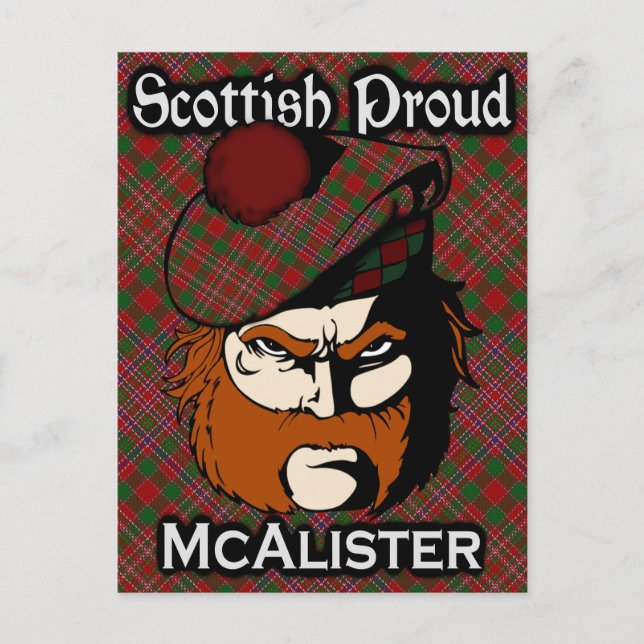Carte postale écossaise Clan McAlister Tartan (Devant)