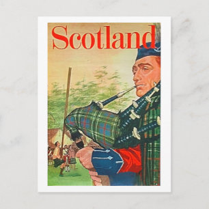 Carte Postale Ecosse, bagpier traditionnel, musique folklorique 
