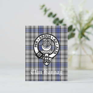 Carte Postale Écosse Clan Hannay Crest Badge et Tartan Custom