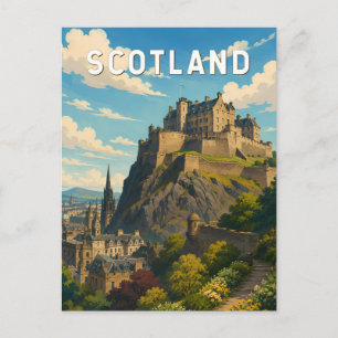 Carte Postale Écosse Royaume-Uni Illustration Voyage Art