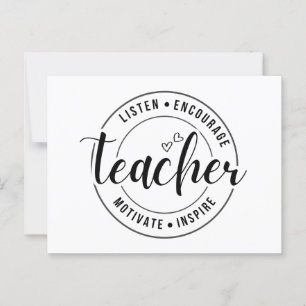 Carte Postale "Écoutez, Encouragez, Motivez, Inspirez" Enseignan