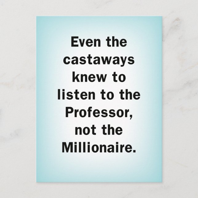 Carte Postale Écoutez le professeur Not Millionaire (Devant)