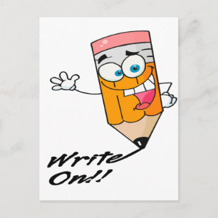 Carte Postale écrire à droite sur crayon de dessin animé drôle h