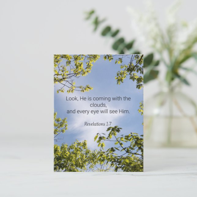 Carte Postale Écriture, Apocalypse 1:7, (Debout devant)