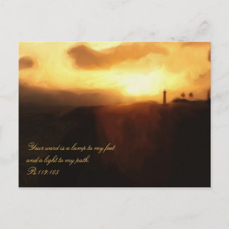 Carte postale Écriture biblique Phare Océan et cou