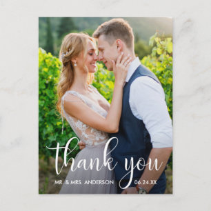 Carte Postale Écriture calligraphique pour photo de mariage Merc