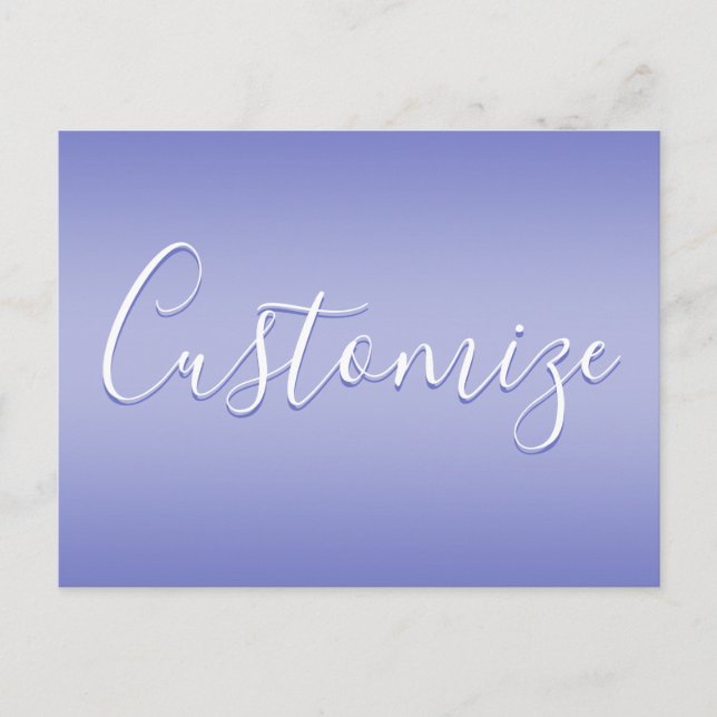 Carte Postale Écriture cursive éditable | Violet blanc et violet (Devant)