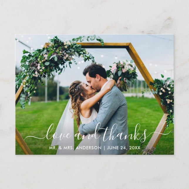 Carte Postale Écriture de mariage tendance moderne Amour et Merc (Devant)