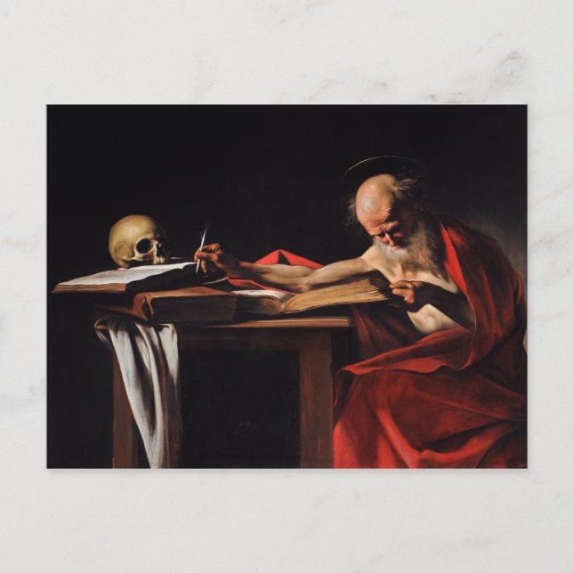 Carte Postale Écriture de Saint Jérôme (par Caravaggio) (Devant)