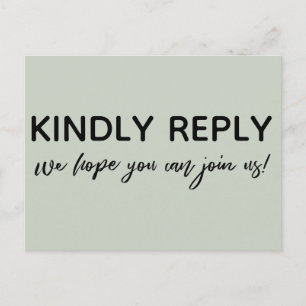 Carte Postale Écriture Décontractée moderne Sage Vert RSVP