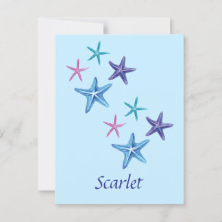Carte Postale Écriture d'étoiles de mer colorée personnalisable