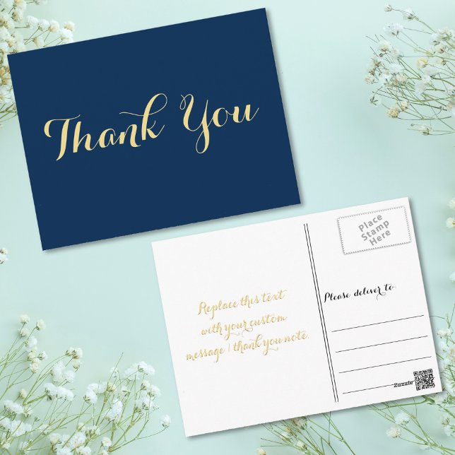 Carte Postale Écriture élégante personnalisée pour remerciements (Personalized Elegant Script Graduation Thank You Postcard)