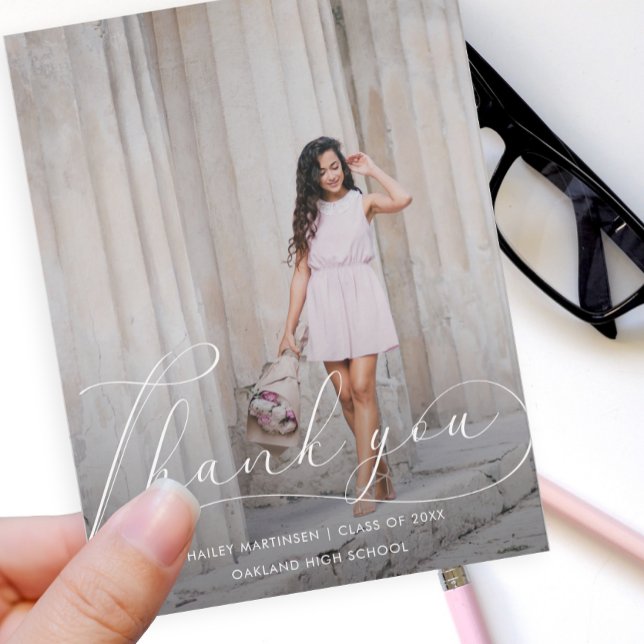 Carte Postale Écriture élégante Photo Remerciements de fin d'étu (Créateur téléchargé)