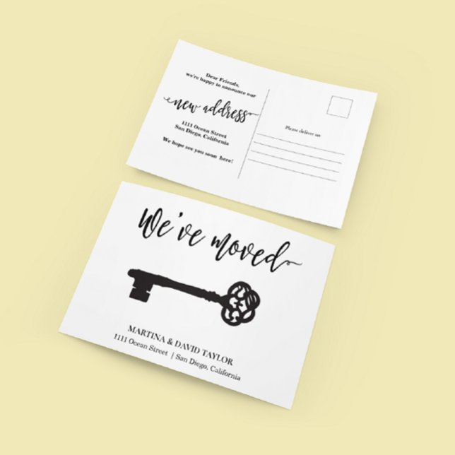 Carte Postale Écriture et clé Nouveau Faire-part d'adresse (Créateur téléchargé)