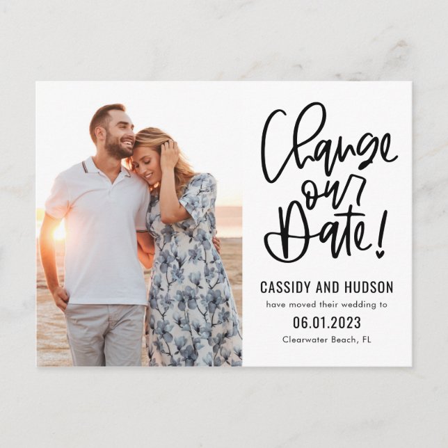 Carte Postale Écriture Funky ÉDITABLE COULEUR Modifier La Date (Devant)