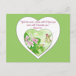 Carte Postale Écriture Hébreux 19:5 Je ne vous quitterai jamais